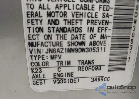 2013 Nissan Murano S from USA, damaged, VIN JN8AZ1MW9DW305311